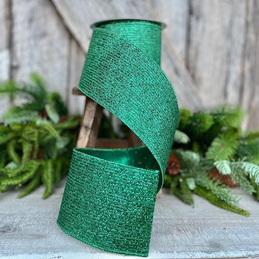 Emerald green 1.5 inch Farrisilk Christmas ribbon - 10 yards