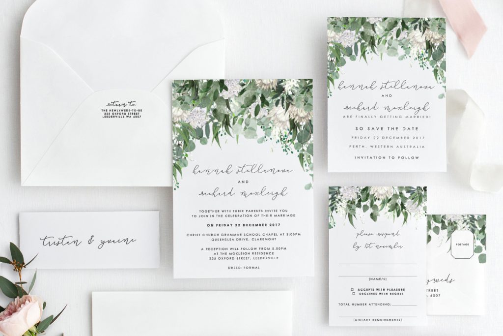 Beautiful wedding invitation set