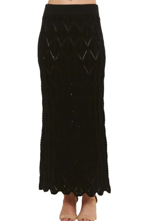 ADORA Scallop Trim Detail Knit Skirt - spacetechzone.com