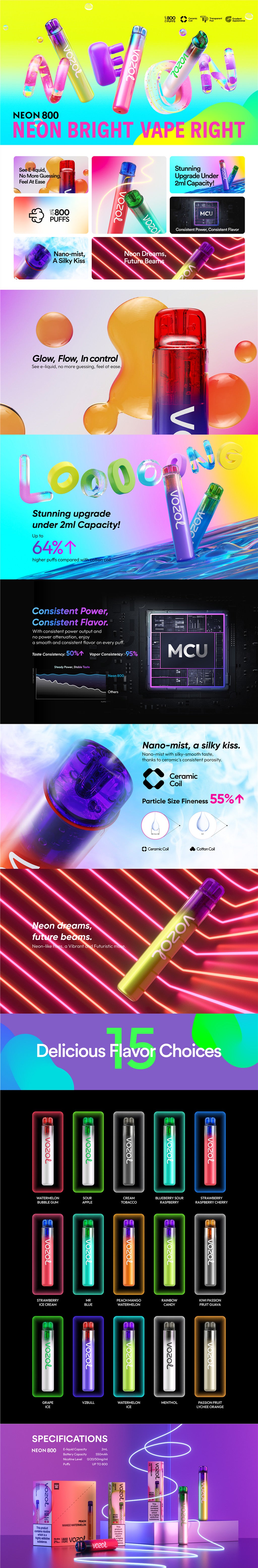 Vozol Neon 800 Einweg-Vape-Kits – Idea Vape