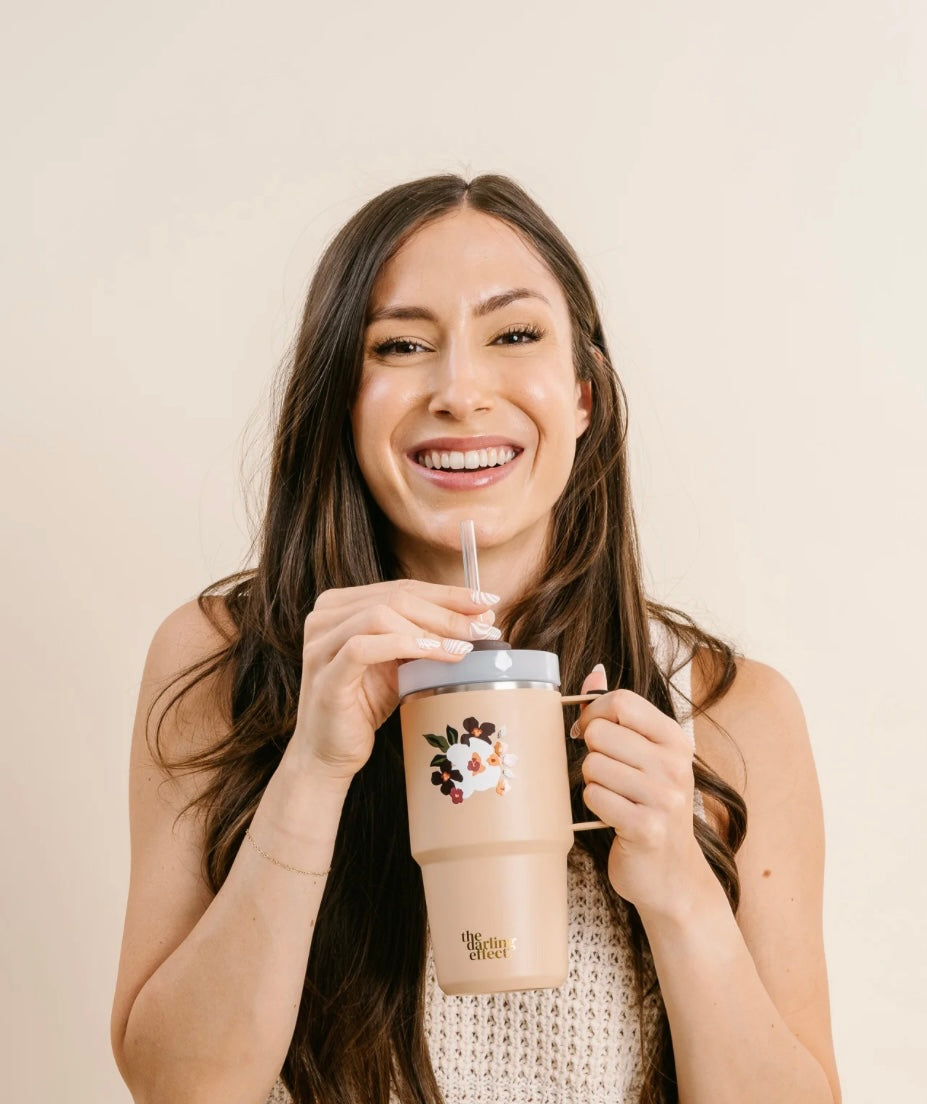 Mini On-The-Go Tumbler | Buds & Blooms Mocha