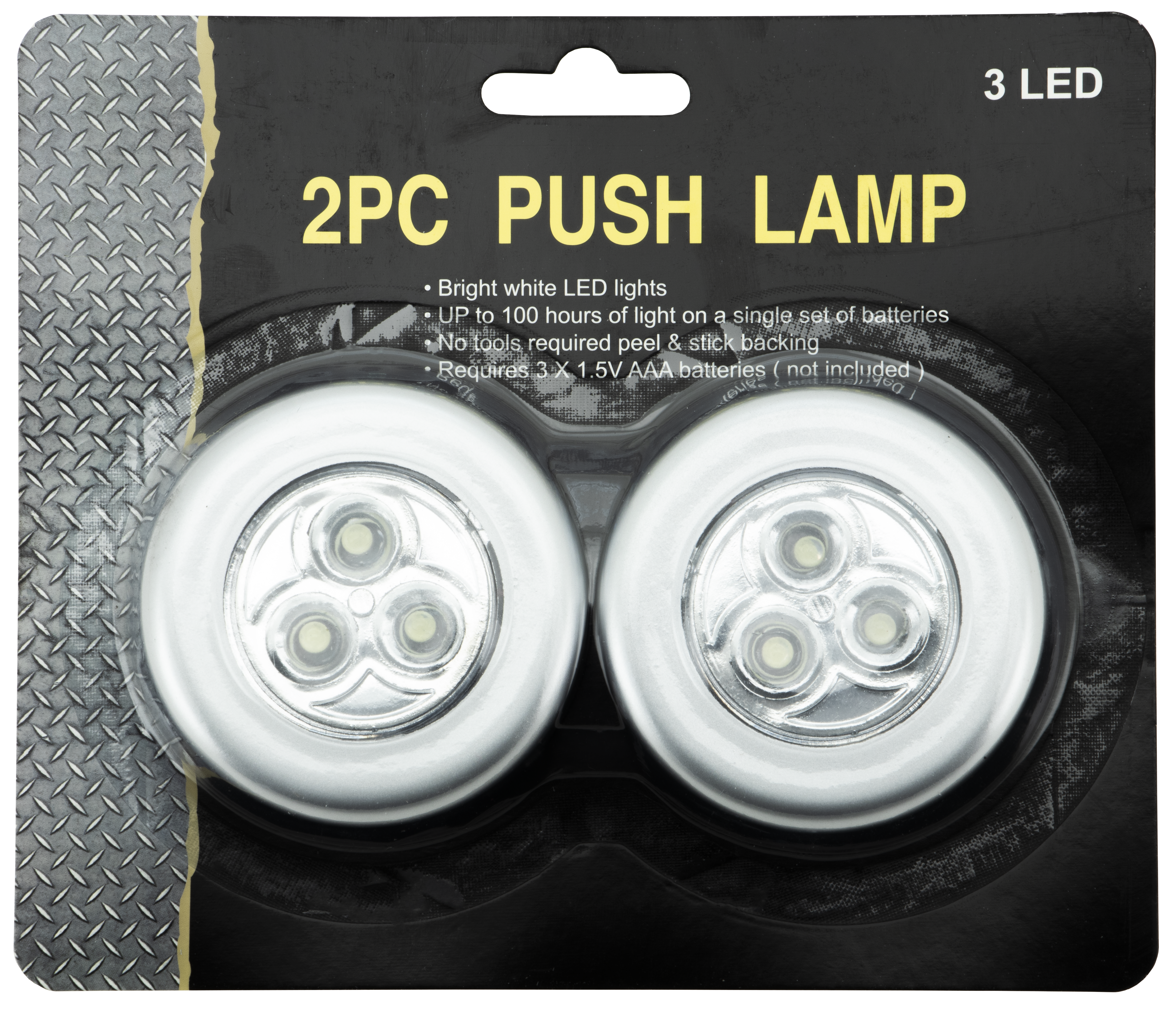 Push Lamp (2 Pack) LED Work/Emergency Light 3-LED Battery Powered - Afbeelding 1 van 1