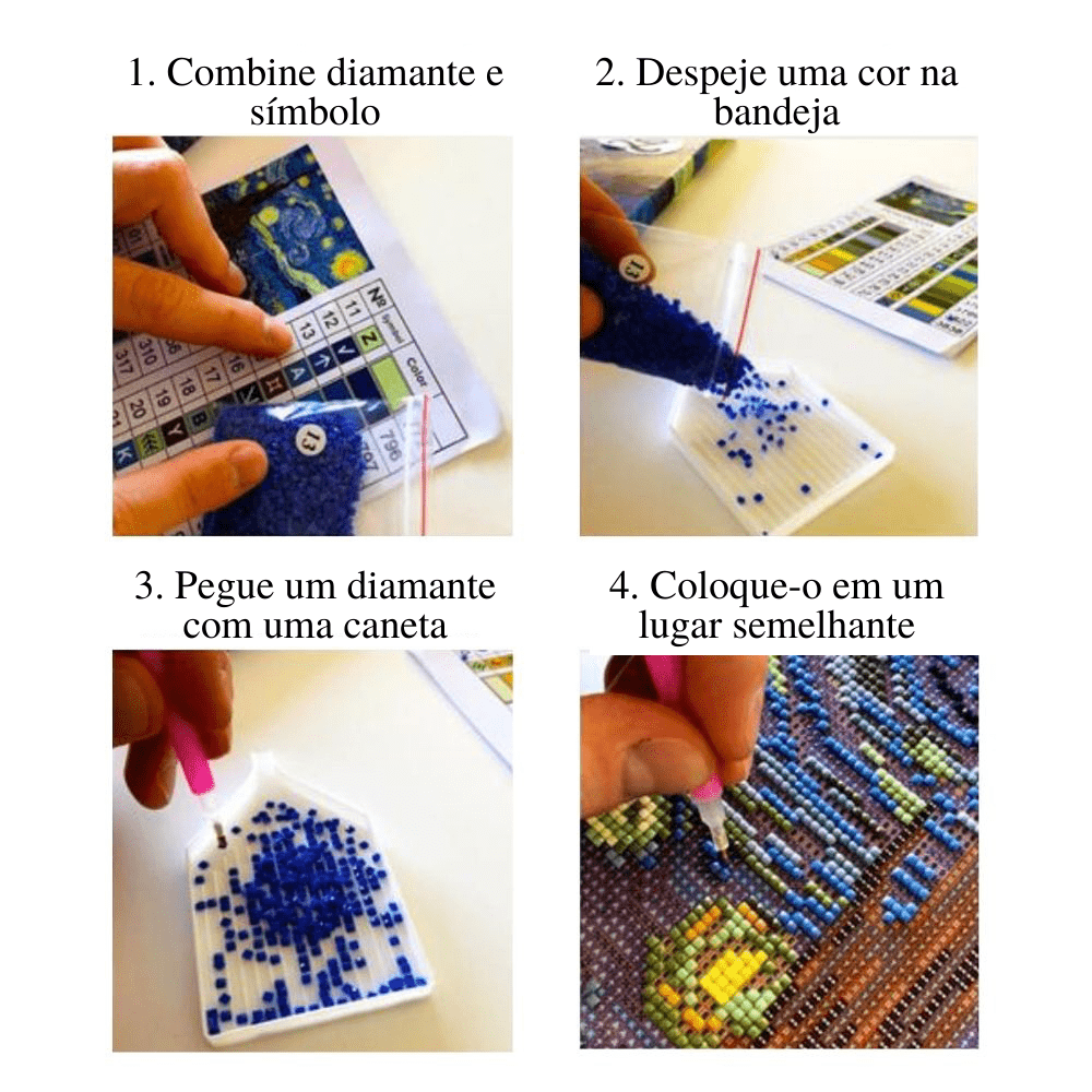 Kit Pintura com Diamante - Personalizada com sua Foto - 5 Estrelas