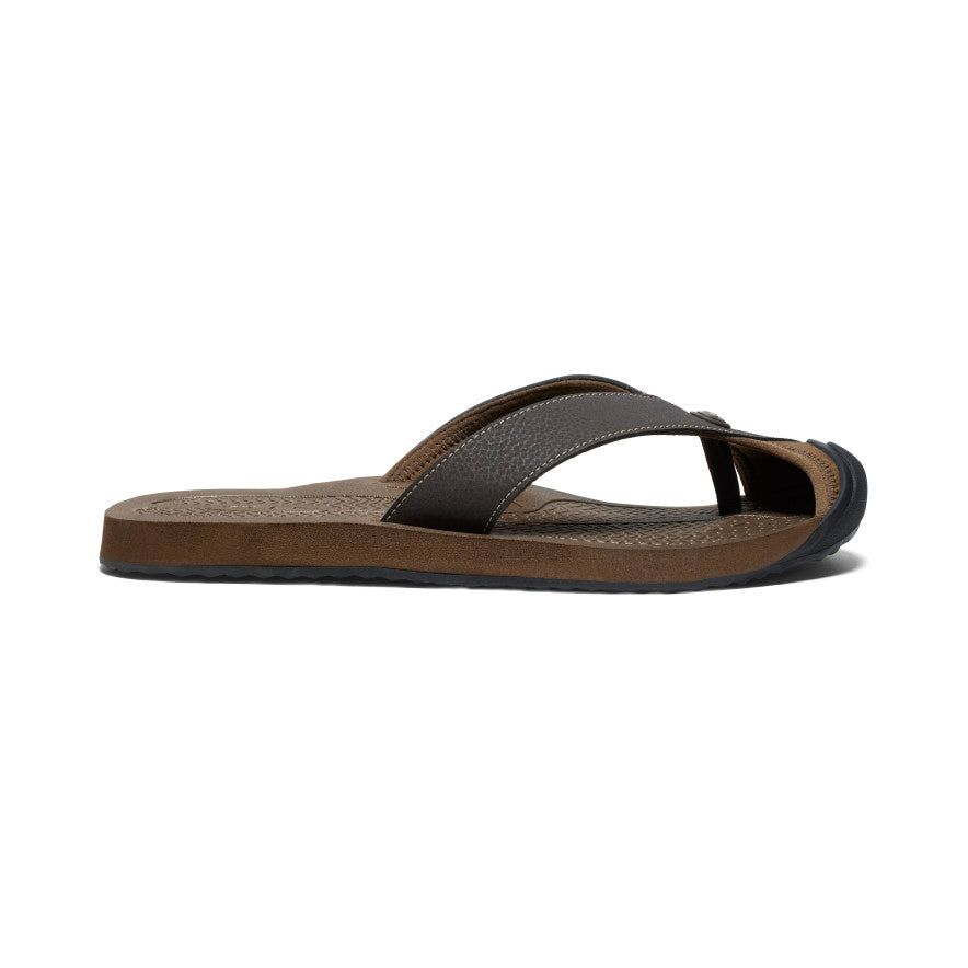 Men's Barbados Java/Dark Earth Leather Flip-Flop | KEEN | KEEN Footwear
