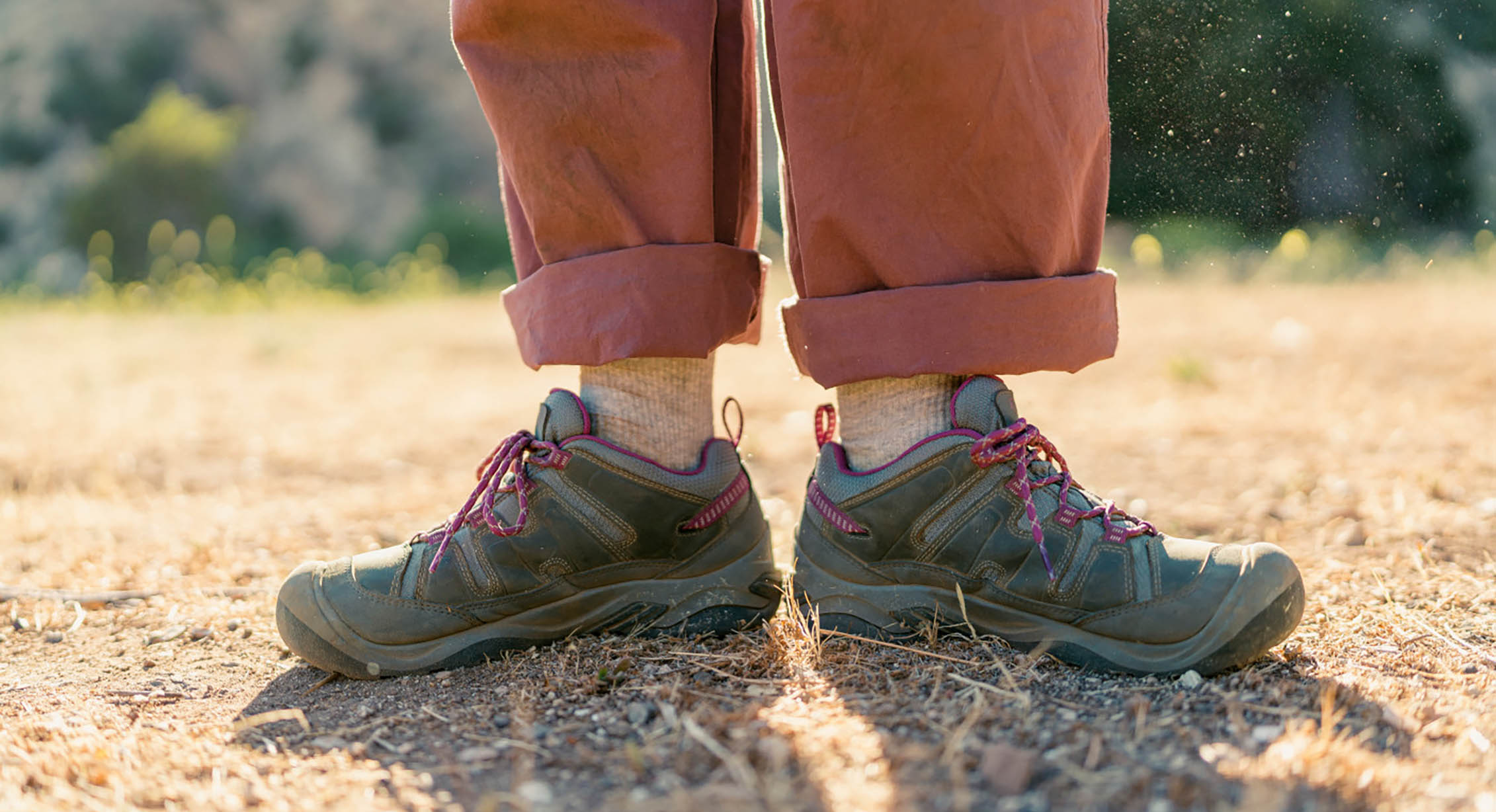 A person in hiking shoes