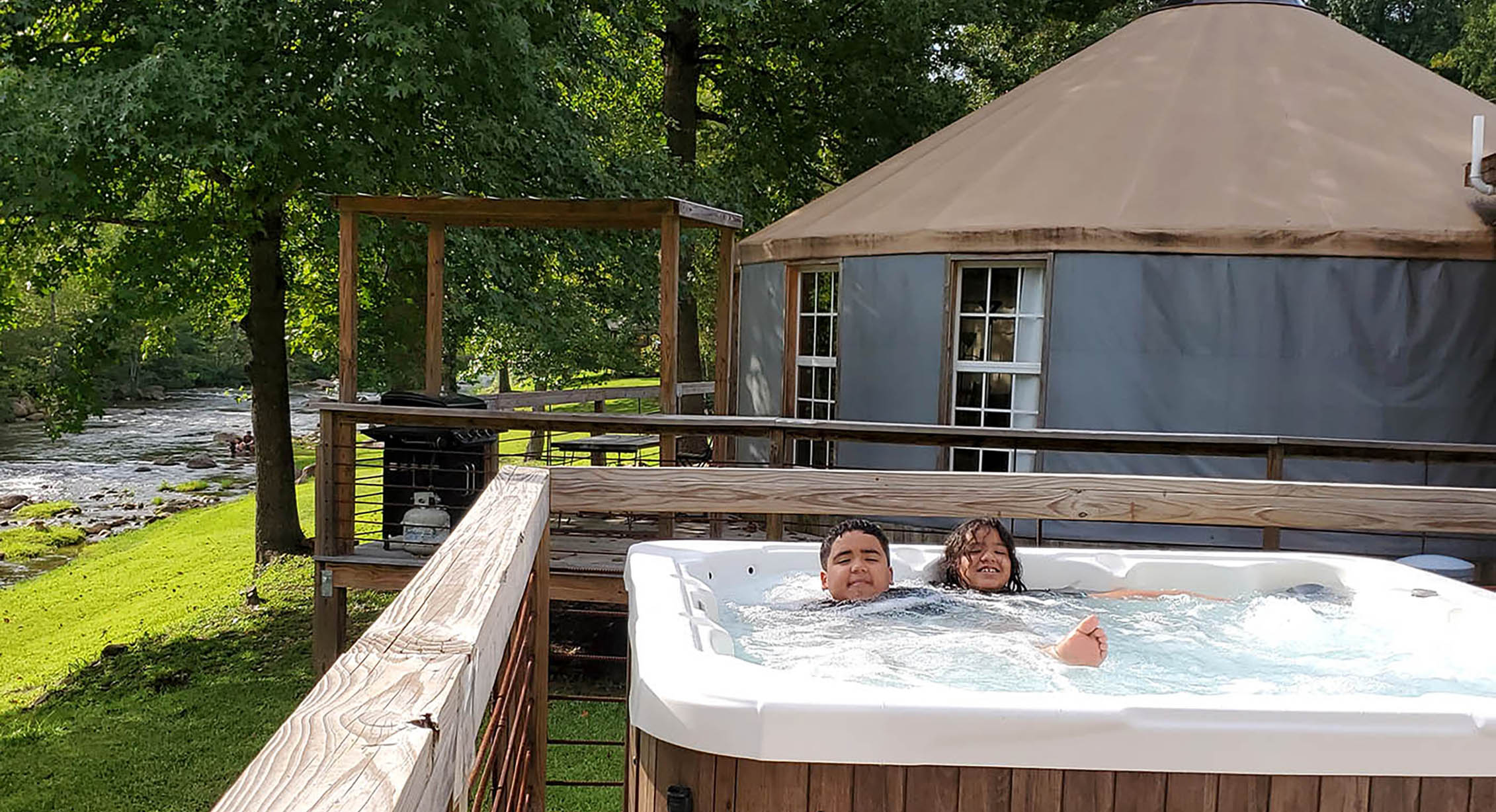 yurt with a hot tub