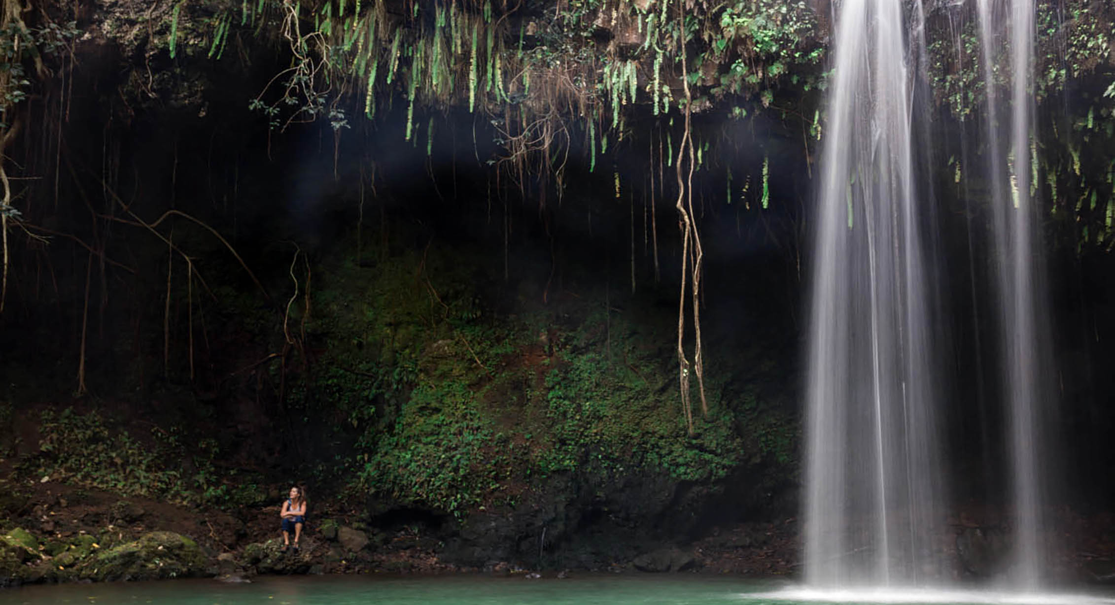 Hiking to Hawaiian waterfalls in KEEN water sandals