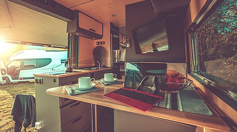 interior of a campervan