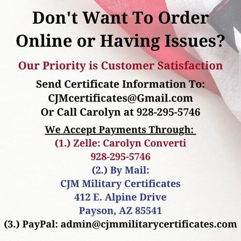 certificate order information for www.cjmcertificates.com