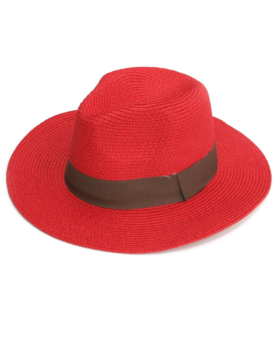Red foldable Panama hat , Rollable , packable Sun hat – lusciousscarves