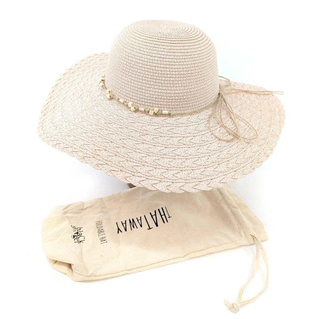 Ladies Cloche Style Foldable , Packable Sun Hat Pale Natural with