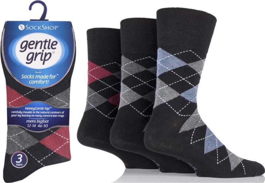 Men's Gentle Grip BIG FOOT Non Binding Honeycomb Loose Soft Top Socks –  lusciousscarves