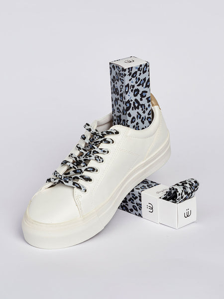 Cordones en animal print de leopardo azul