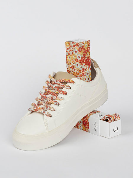 Orange printed lace-up sneakers