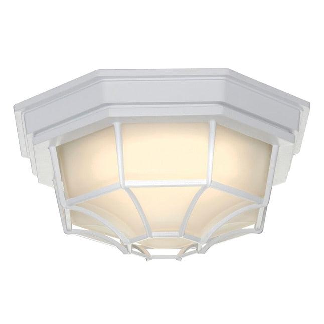 Project Source 11.25-in W White LED Outdoor Flush Mount Light