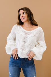 Sweet Generis Second Chances Cable-Knit Openwork Sweater Tops Trendsi   