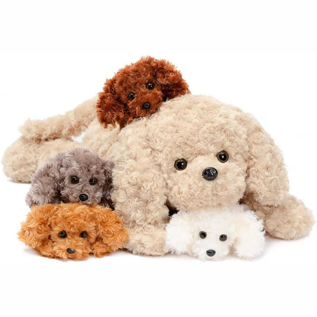 Introducing our adorable Dog Plush Toy! Made from the softest plush fabric and filled with snug PP cotton - it's impossible not to want to snuggle with it. But, wait for the fun part. When you unzip its belly, there's a big surprise waiting for you – 4 delightful puppies! Wow, isn't that a pleasant surprise? This toy makes for the absolute perfect gift for those who love dogs or have a passion for collecting stuffed toys.