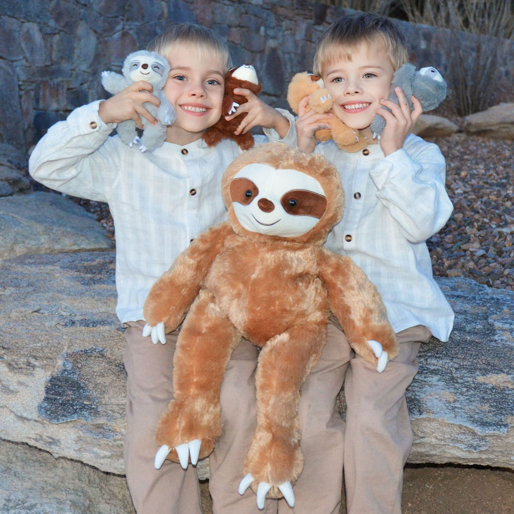 Sloth Mom Plushie with Four Babies, 23.6 Inches