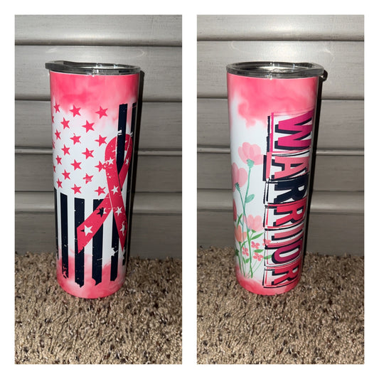 Breast Cancer Warrior 20 oz UV DTF Tumbler Full Wrap