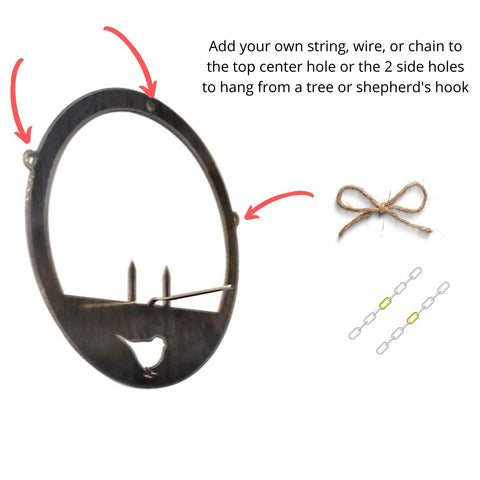 Add string or chain to hang up the bird feeder