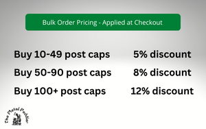 Order between 10 and 49 post caps, save 5%<br><span>Order between&nbsp;50 and 99 post caps, save 8%<br>Order 100 fence post caps or more, save 12%