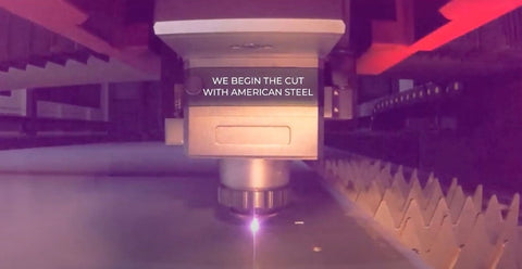 We begin the cut with American steel - laser lined up with the steel