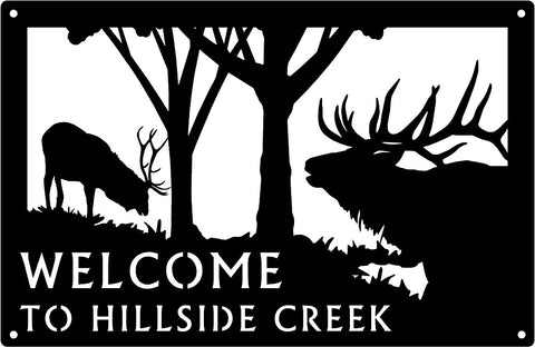 Metal Art with Elk Silhouettes and Address