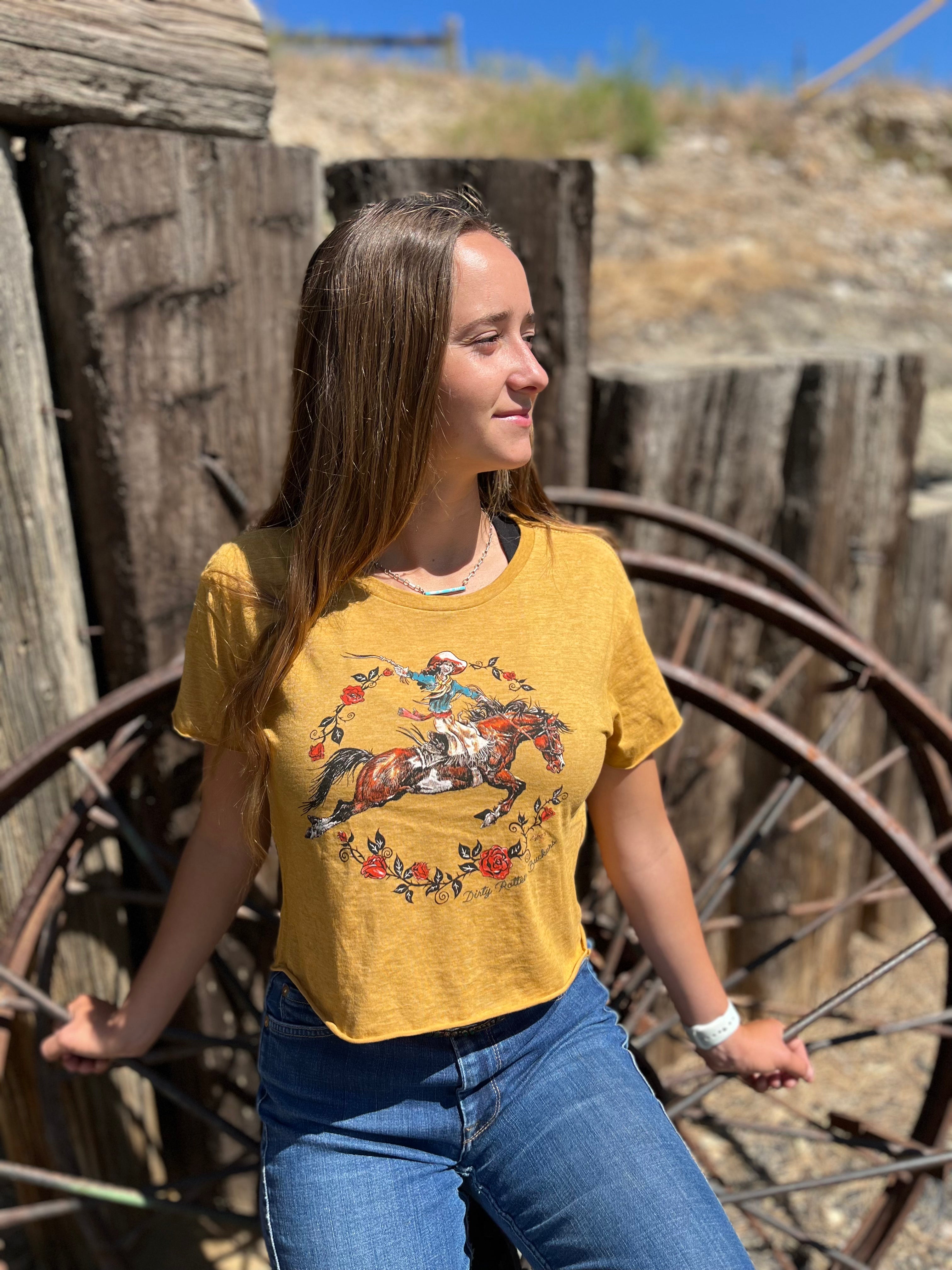 Rose Cowgirl Cropped Tee