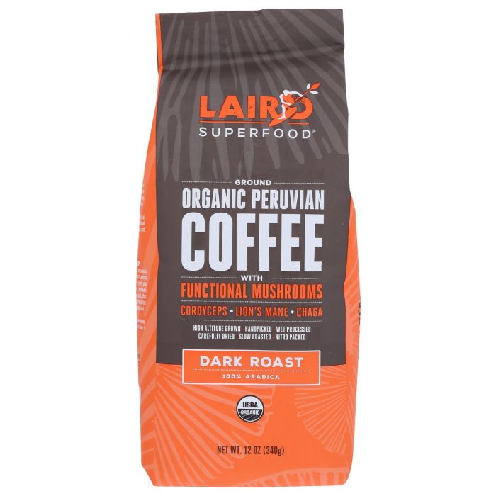 Dark Roast Peruvian Coffee with Functional Mushrooms (12 oz)