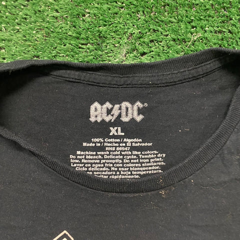 Screenprinted tag of retro AC/DC t-shirt