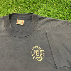 Single-stitch hemline on a vintage t-shirt