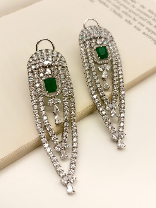 Beautiful Silver American Diamond Earrings - Latest Earring Designs -  Abdesigns – Abdesignsjewellery