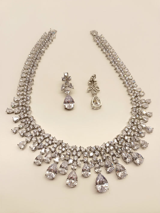 Neeya Baby Pink Diamond Silver Plated Necklace Set – AG'S