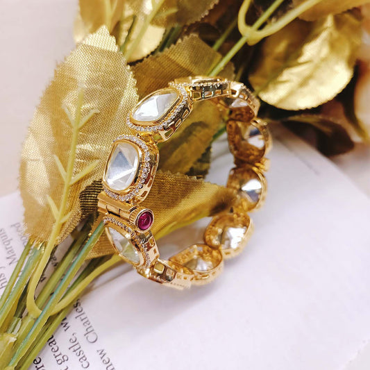 92.5 Gold Plated Kundan Bangles Online | Buy Ravishing Kundan Pair Bangle –  The Amethyst Store