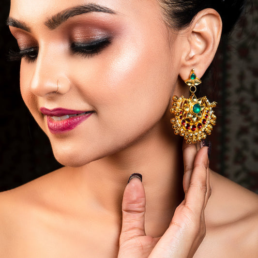 Buy Golden/kundan Chandbali Earrings Online in India - Etsy