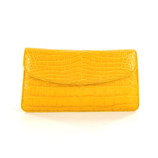 Half Moon Clutch in Shiny Navy Blue Crocodile Belly Skin – Muki B.