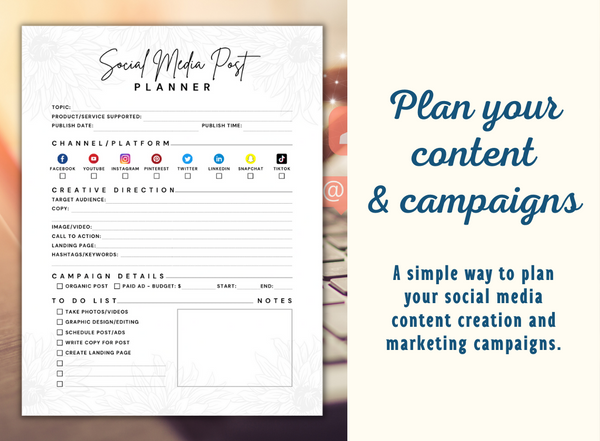 Social Media Post Planner Content Planner Content Tracker Social Me