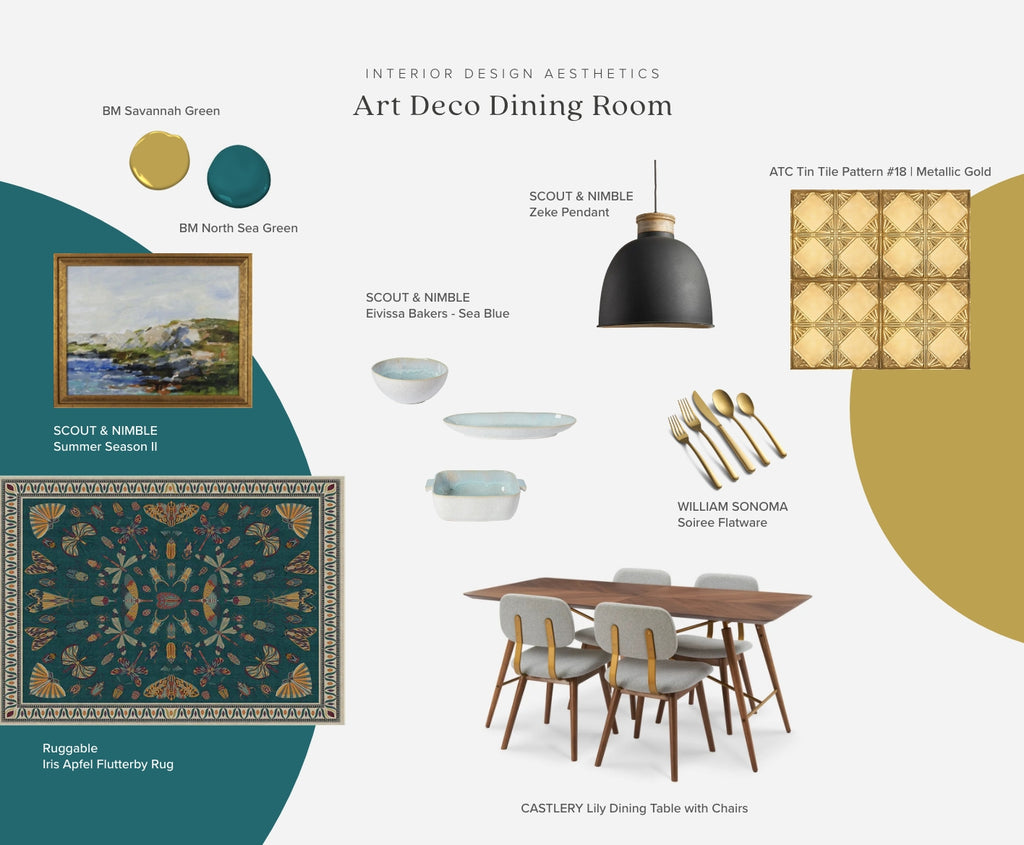 Living room mood board with various products and finishes for inspiration.