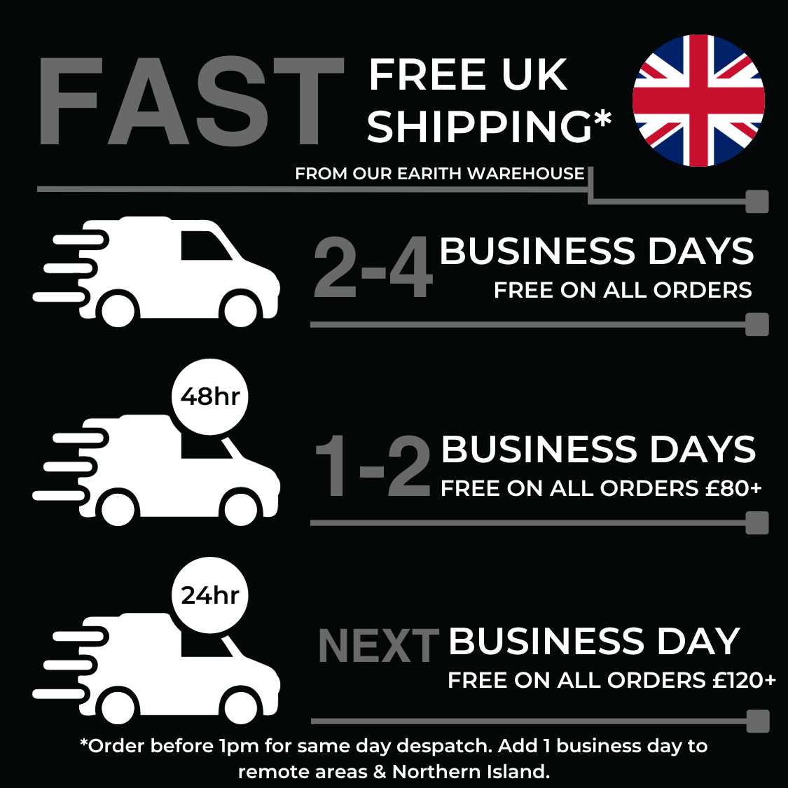 Free shipping on all UK orders.