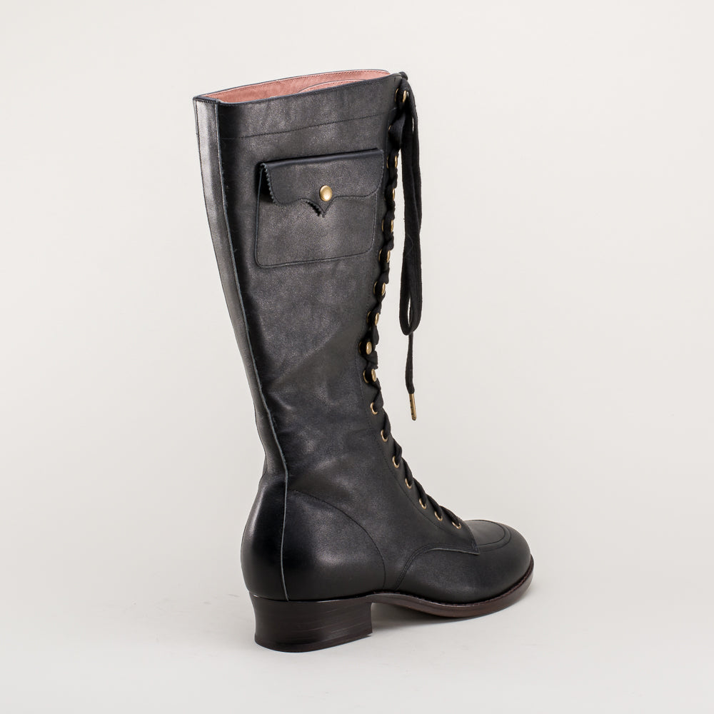 American Duchess Europe: Bessie Women's Vintage Aviator Boots (Black)