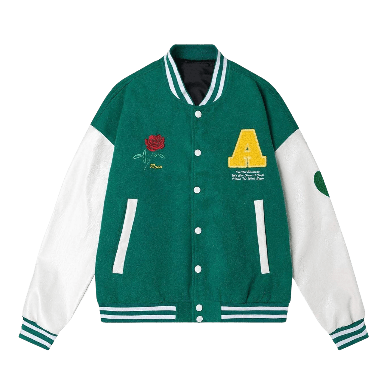 LUXENFY™ - Rose Embroidery PU Varsity Jacket
