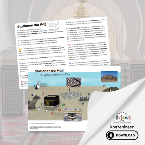 Islamische Infografik für Kinder zur Hajj große Pilgerfahrt
