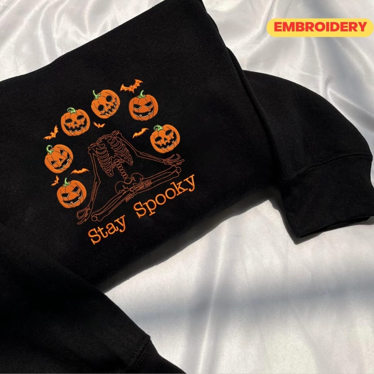 Ghost cat Halloween Embroidered Sweatshirts; women clothing and  sweatshirts; sweatshirt sale – Mr Embroidery Gifts