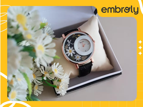 A beautiful embroidered women’s watch, a stylish and personalized gift option
