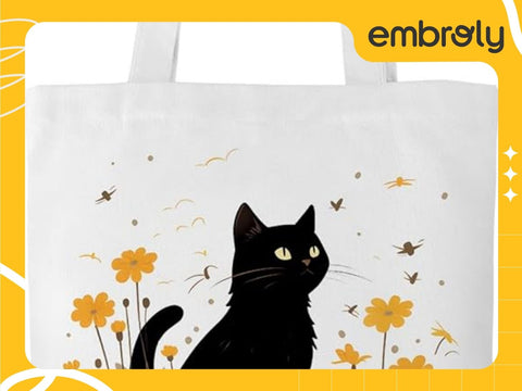 A KoovDem cute cat canvas tote bag