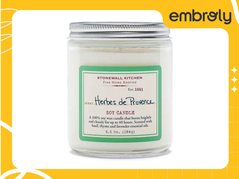 A stonewall kitchen herbs candle, a soothing and affordable gift under $100