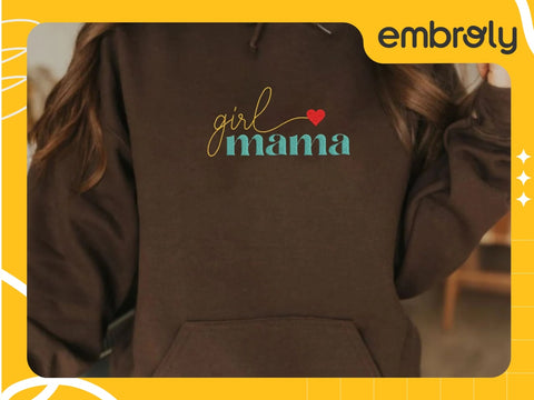 An embroidered girl mama hoodie, another great option under $100