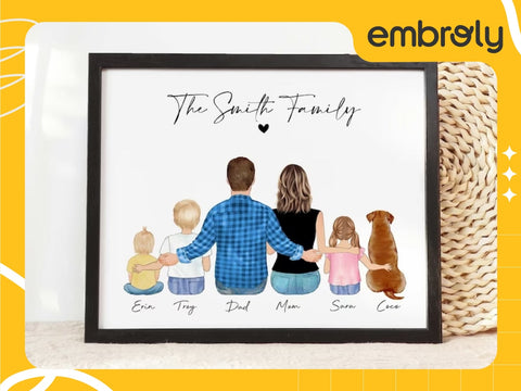 Custom Family Portrait Mother's Day gifts for expecting wife