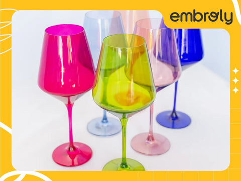 Estelle Colored Glass Mixed Stemware Set, offering a unique Mother's Day experience gift.