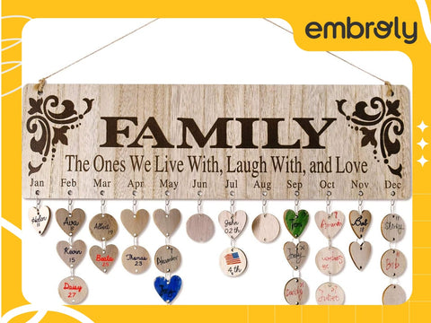 Family Birthday Tracker, perfect for Mother's Day personalized gifts.